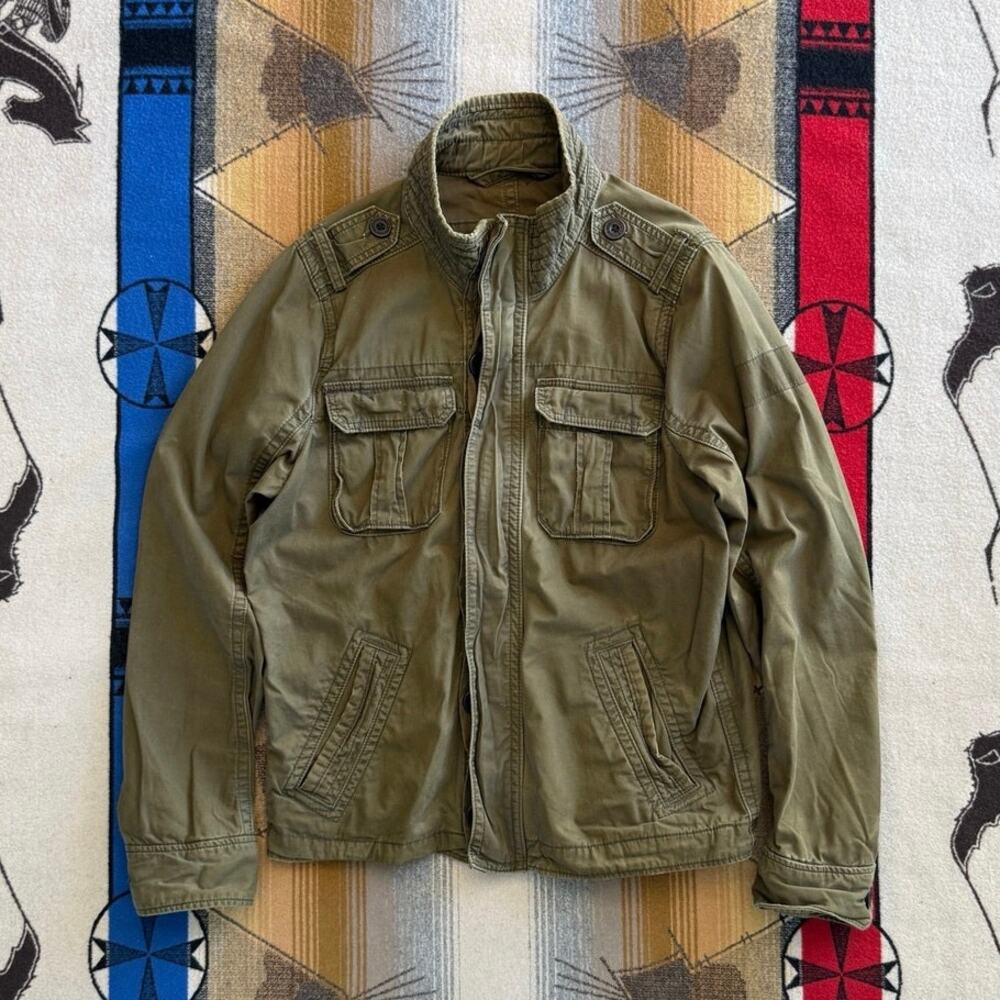 Vintage Abercrombie Green Army Sentinel Jacket Size XL Full Zip Military Style
